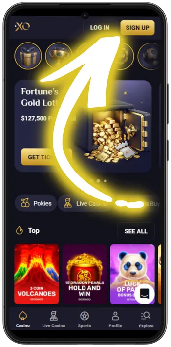 RollXO Click "Sign Up"