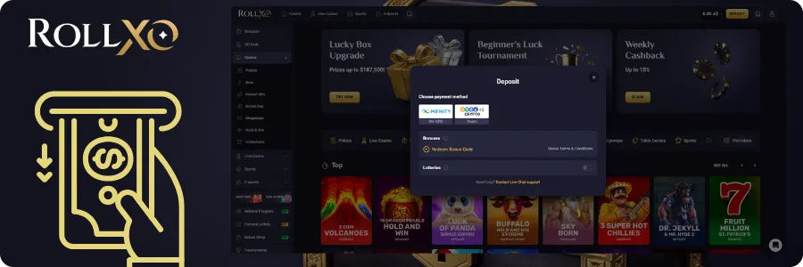 RollXO Deposits and Withdrawals